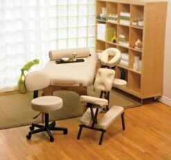 NRG® Karma Package - Includes Karma Massage Table, Grasshopper Massage Chair, Rolling Stool, Full Round Bolster And Lotus Touch Organic Naturals Bamboo Silk Lotion