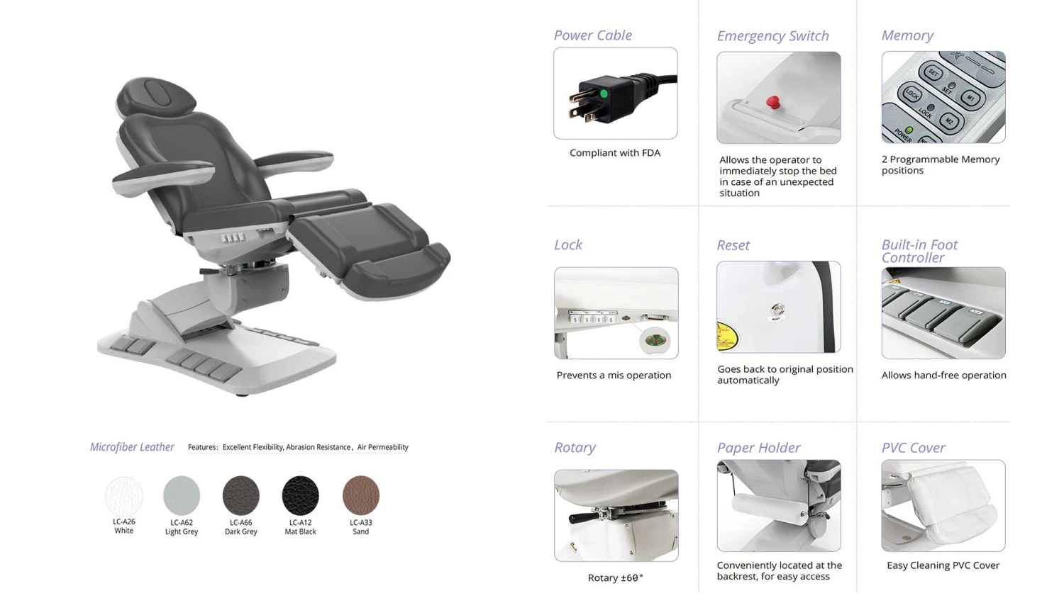 Silverfox Facial Chair, 2246EBM 1 Silverfox Facial Chair, 2246EBM