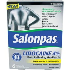 Salonpas® 4% Lidocaine Pain Relieving Gel-Patch – 6 Count