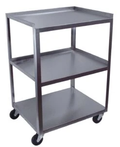 3 Shelf Stainless Steel Cart With A Power Strip