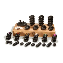 Master Massage Equipment® Deluxe 70 Piece Basalt Hot Stone Massage Set With Bamboo Box