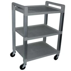 Utility Poly Cart W/ 3 Shelves - Gray