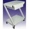 Steel 2 Shelf Cart With Drawer - White