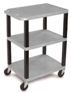 34" Rolling 3 Tier Shelf Carts With Handle - Gray