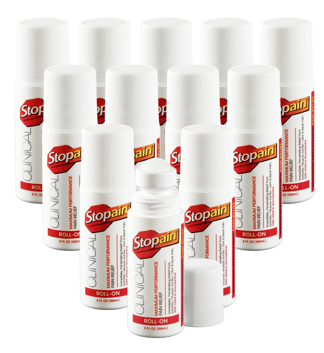 Stopain® Clinical Topical Analgesics: Smaller Buys - (12) 3 Oz Roll-Ons 1 Stopain® Clinical Topical Analgesics: Smaller Buys - (12) 3 Oz Roll-Ons